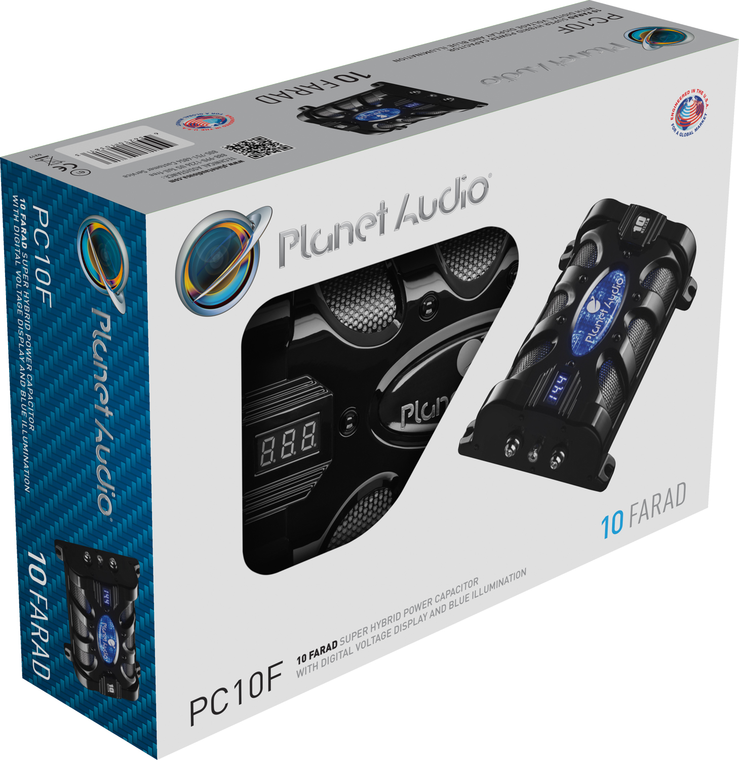Planet 10 Farad Capacitor with Digital Voltage Display Blue Illumination PC10F